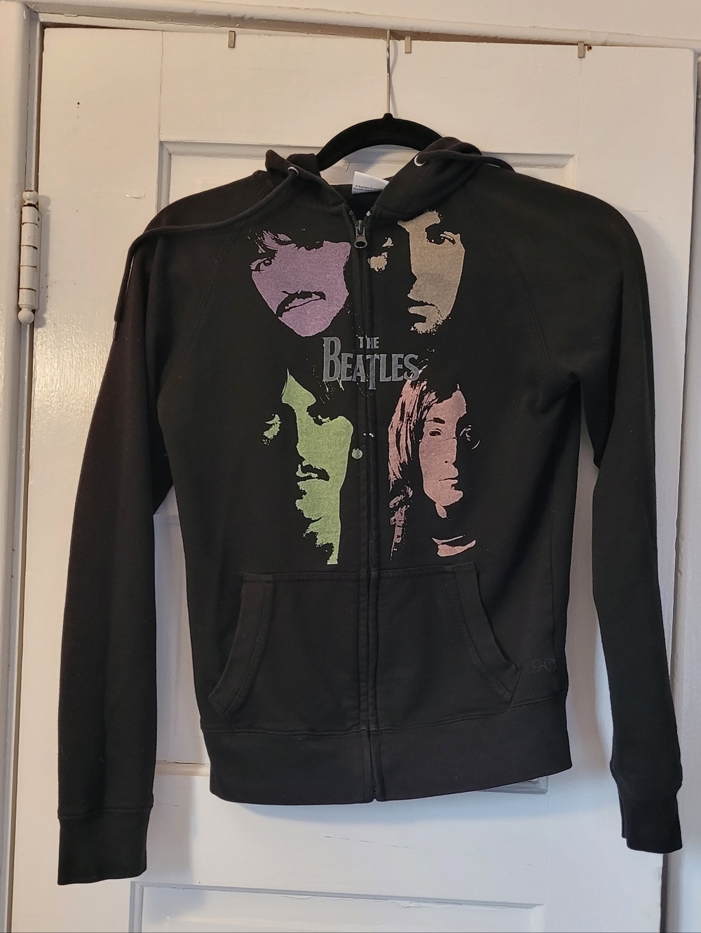 Beatles Graphic Hoodie Women's Size Small Black With Multicolored Graphics